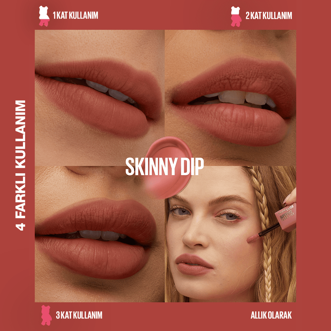 Maybelline Super Stay Teddy Tint Uzun Süre Kalıcı Likit Mat Tint 15 Skinny Dip - Melori