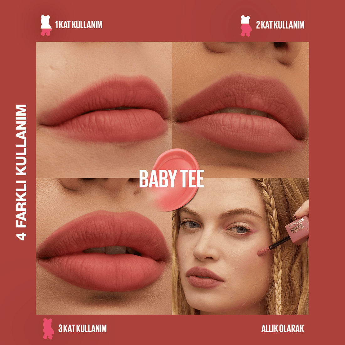 Maybelline Super Stay Teddy Tint Uzun Süre Kalıcı Likit Mat Tint 25 Baby Tee - Melori