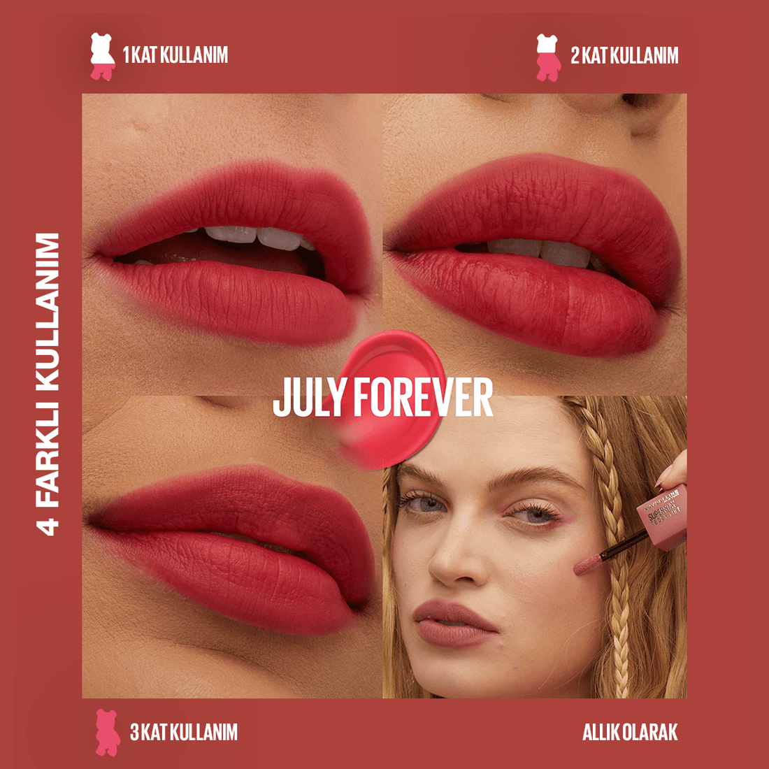 Maybelline Super Stay Teddy Tint Uzun Süre Kalıcı Likit Mat Tint 35 July Forever - Melori
