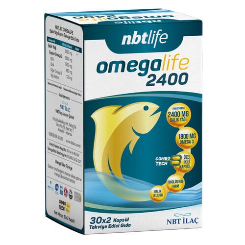 NBT Life Omegalife 2400 Omega 3 30 x 2 Combotech Kapsül - Melori