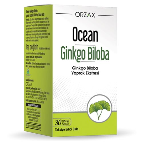 Orzax Ocean Ginkgo Biloba Takviye Edici Gıda 30 Bitkisel Kapsül - Melori