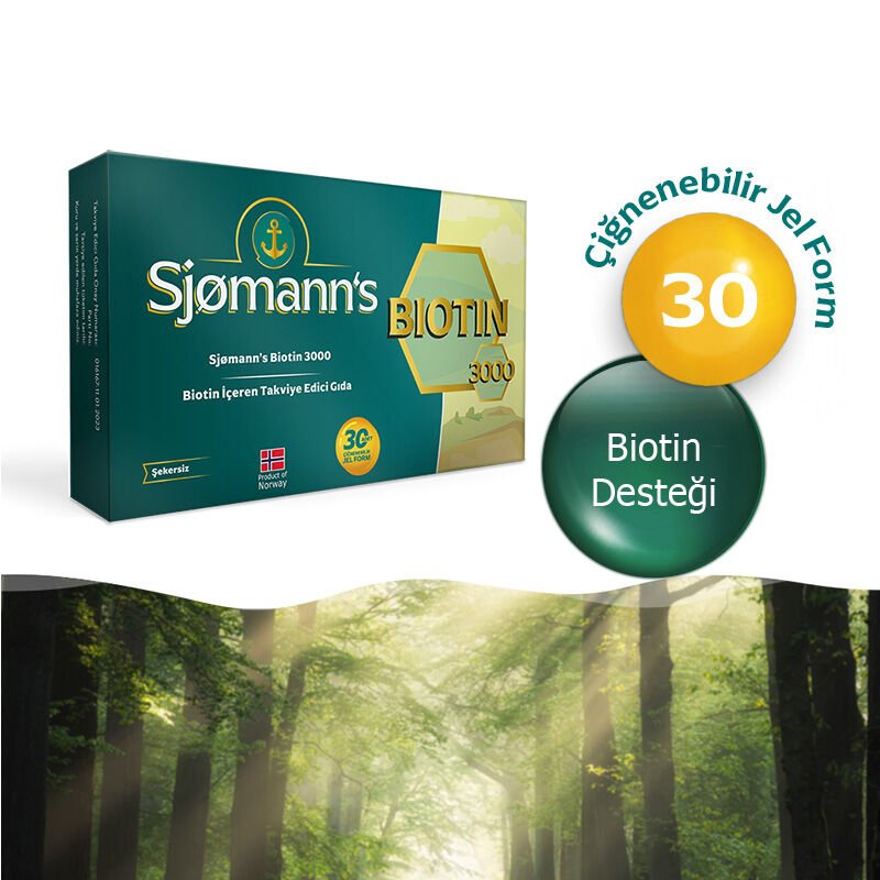 Sjomann’s Biotin 3000 İçeren Takviye Edici Gıda 30 Adet Çiğnenebilir Jel Form - Melori