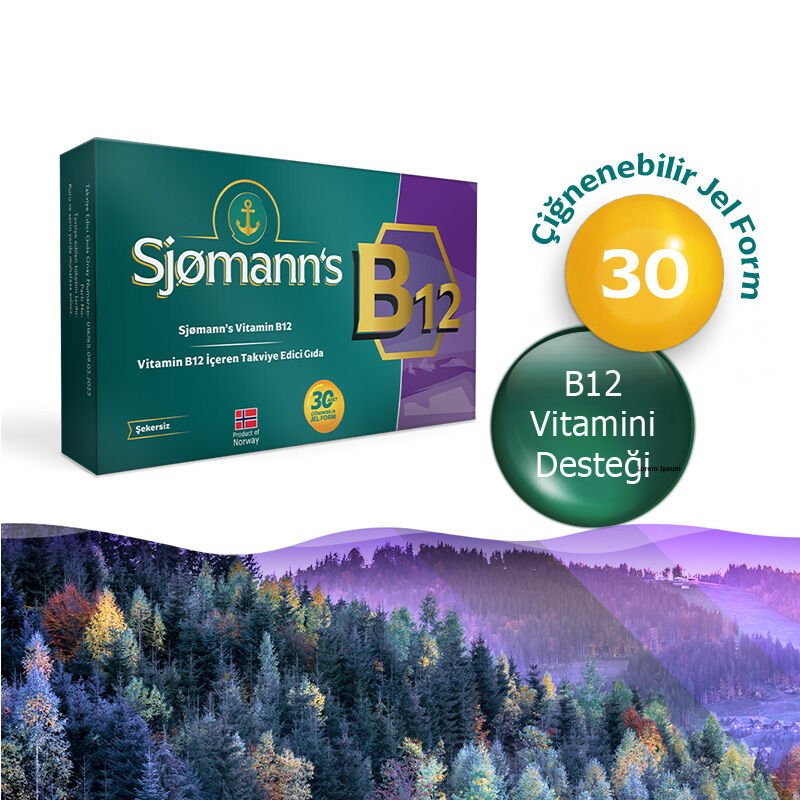 Sjomann’s Vitamin B12 İçeren Takviye Edici Gıda 30 Adet Çiğnenebilir Jel Form - Melori
