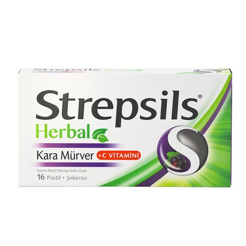 Strepsils Herbal Kara Mürver +C Vitamini İçeren Takviye Edici Gıda 16 Pastil - Melori
