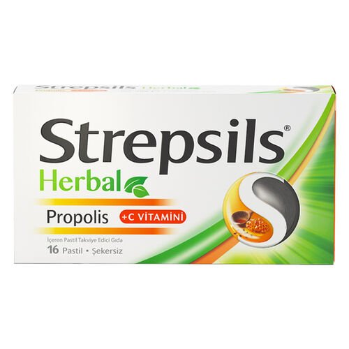 Strepsils Herbal Propolis + C Vitamini İçeren Takviye Edici Gıda 16 Pastil - Melori