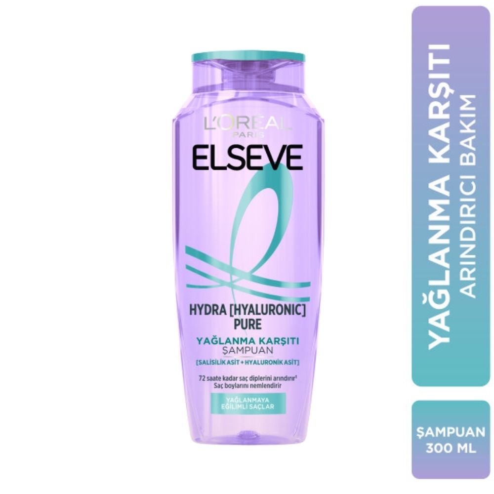 Loreal Paris Elseve Hydra [Hyaluronic] Pure Salicylic Acid Containing Anti-Oil Purifying Shampoo 300 ml