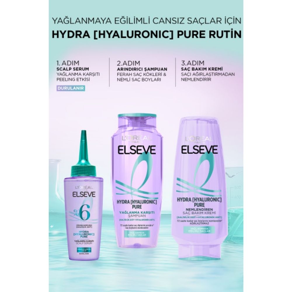 Loreal Paris Elseve Hydra [Hyaluronic] Pure Salicylic Acid Containing Anti-Oil Purifying Shampoo 300 ml