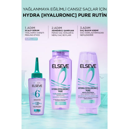 Loreal Paris Elseve Hydra [Hyaluronic] Pure Salicylic Acid Containing Anti-Oil Purifying Shampoo 300 ml